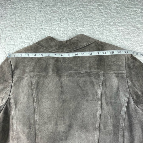 🔥Y2K Ann Taylor Brown Chocolate Suede Blazer 100% Leather Preppy Jacket Women 14 - Picture 16 of 16